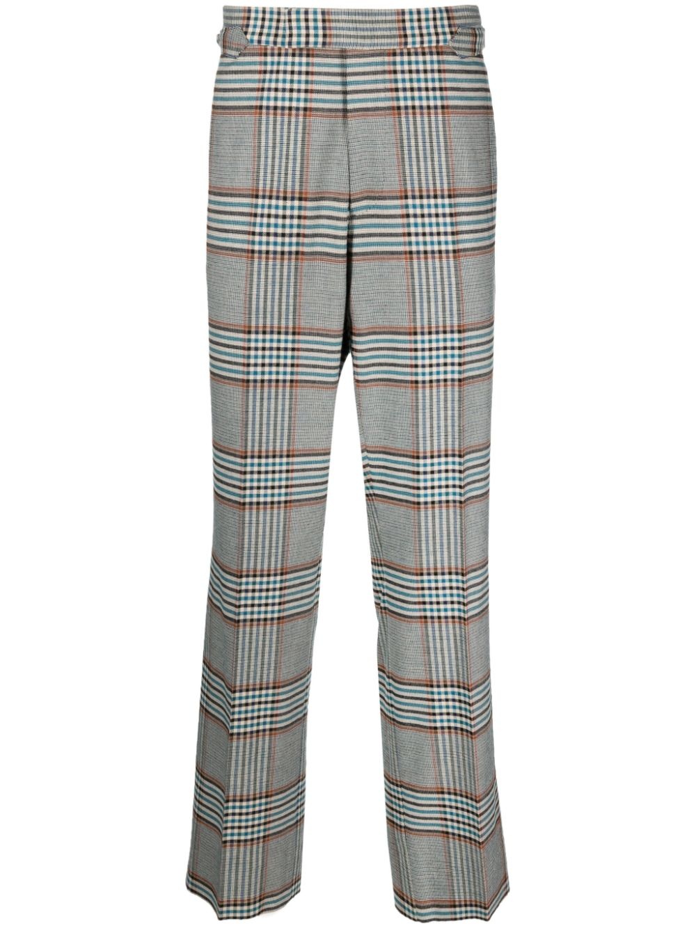 plaid-check pattern straight-leg trousers - 1