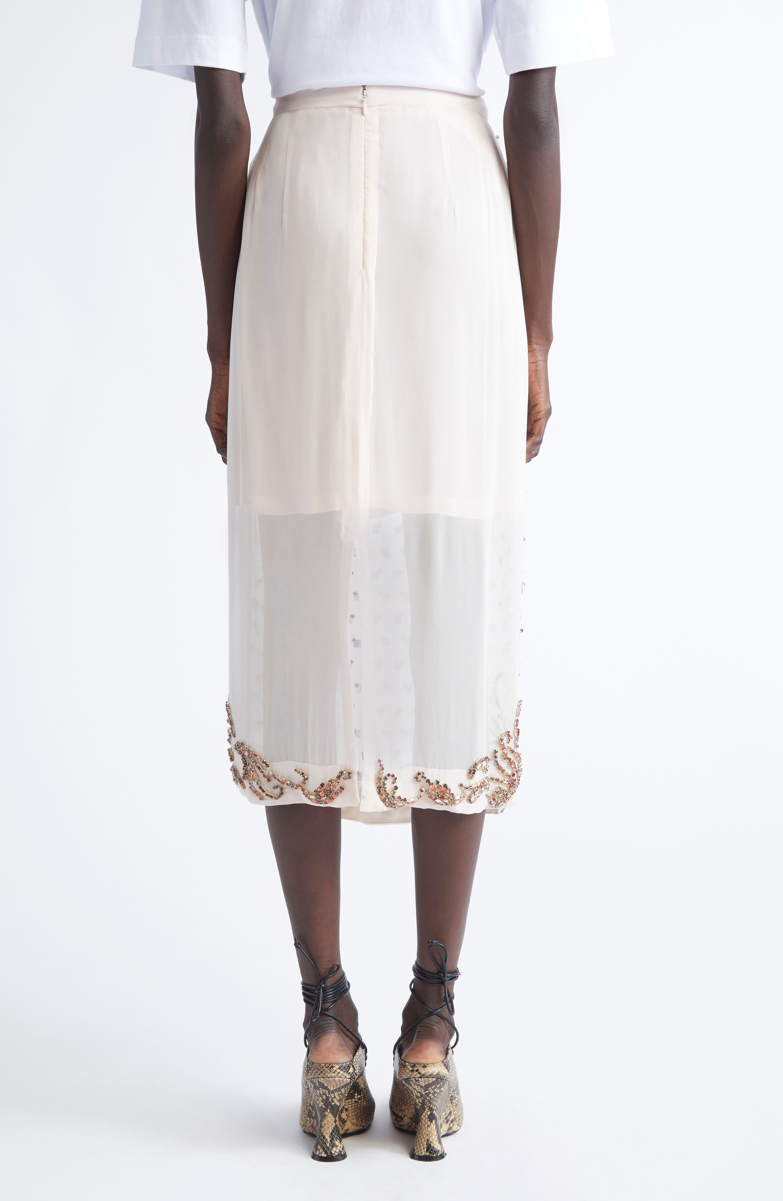 Dries Van Noten Sokna Embellished Midi Skirt in Blush at Nordstrom - 3