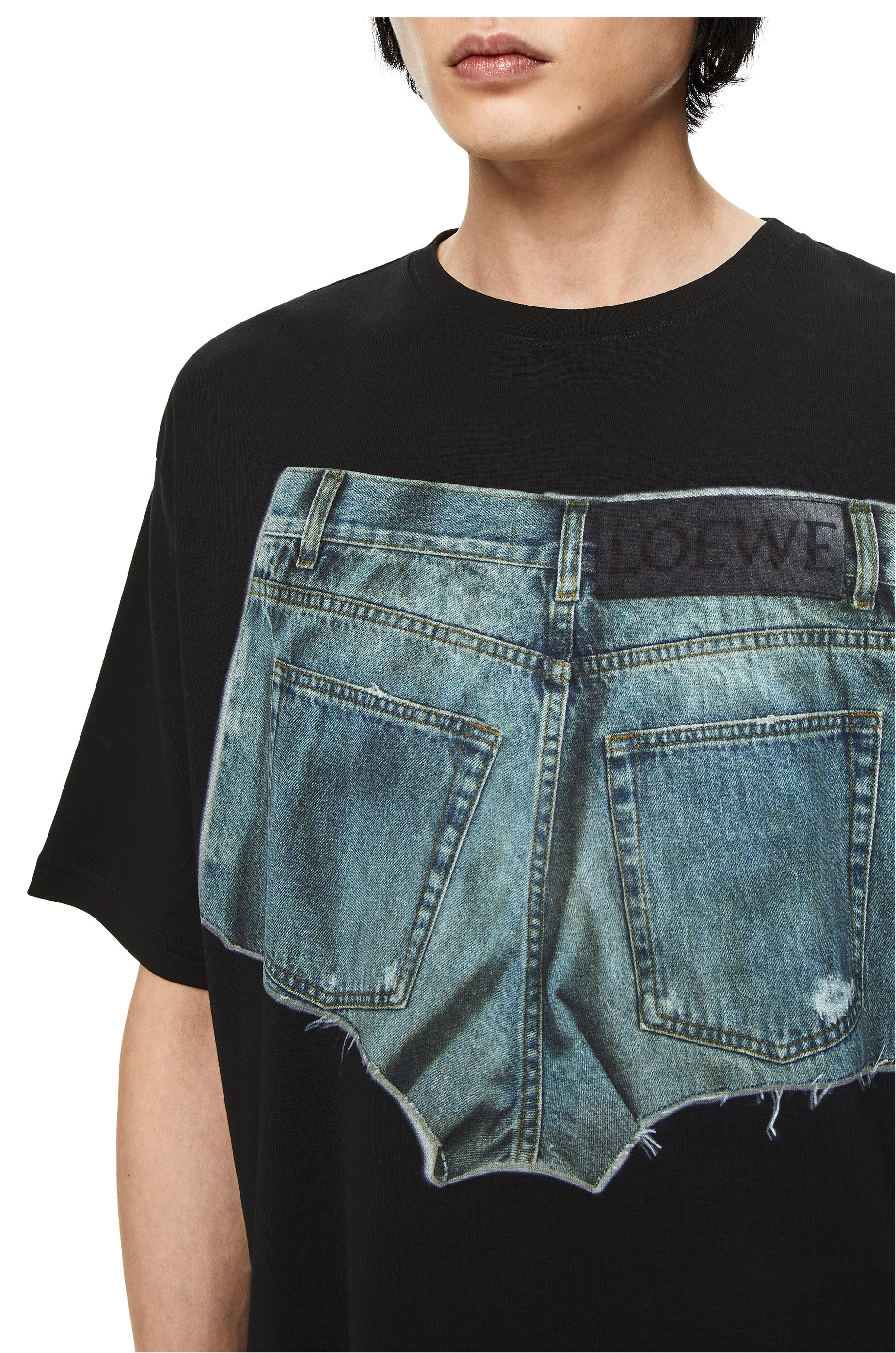 Denim shorts print T-shirt in cotton - 5