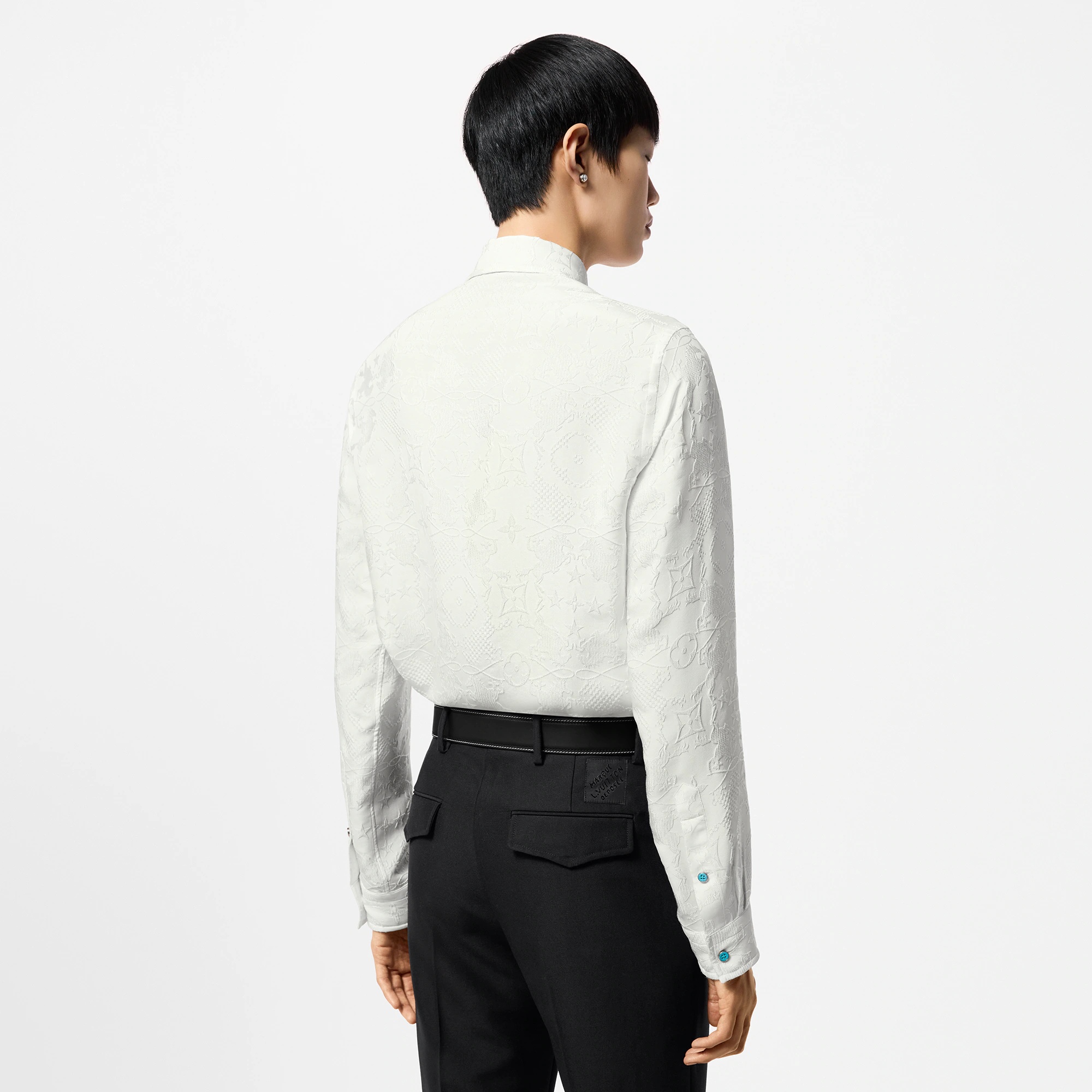 Long-Sleeved Jacquard Silk Shirt - 5