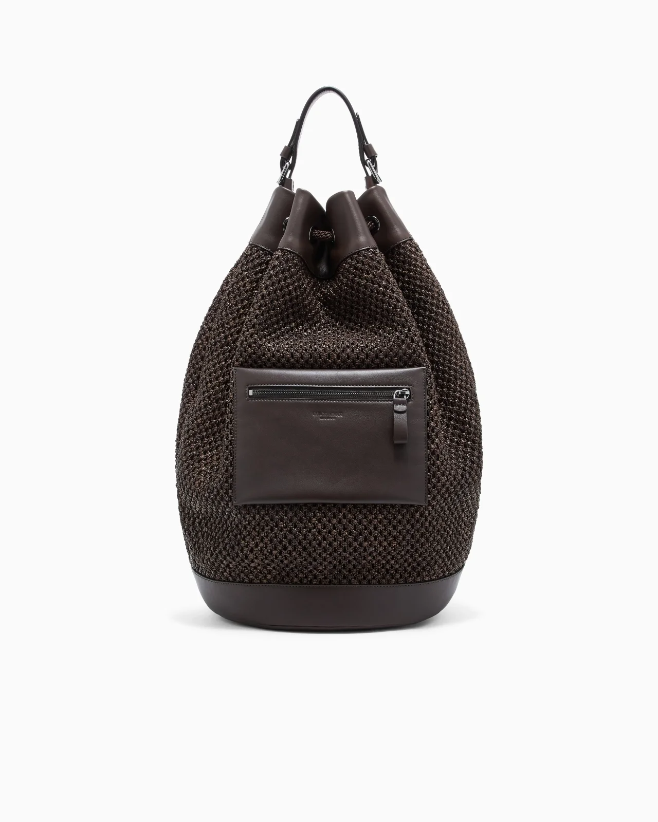 RAFFIA AND LEATHER BACKPACK - 1