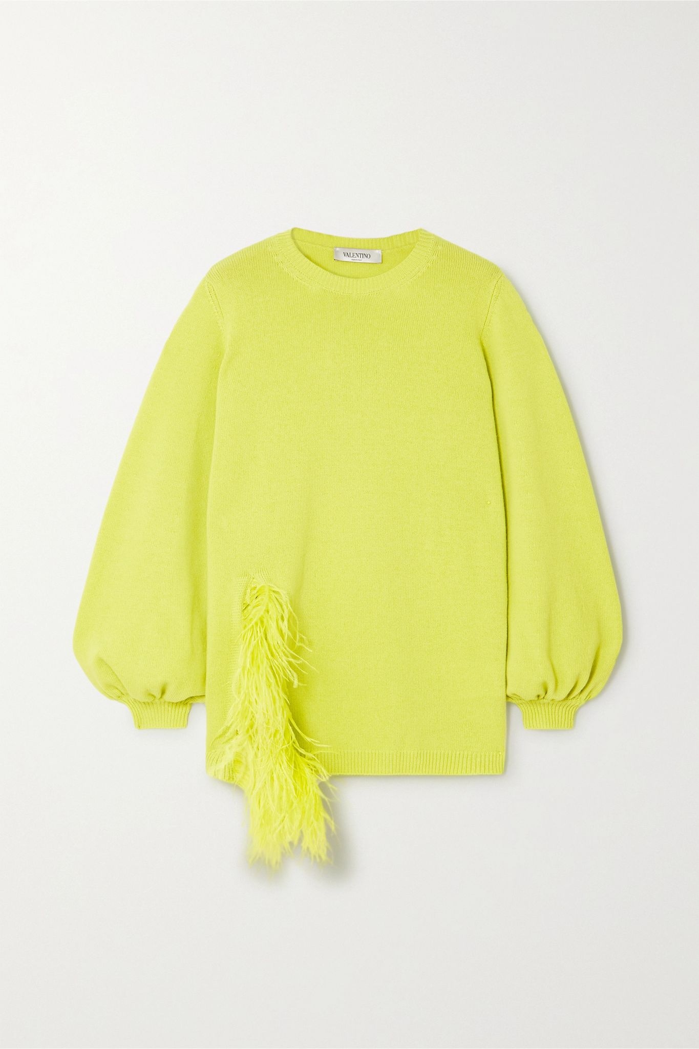 Feather-trimmed wool and cashmere-blend sweater - 1