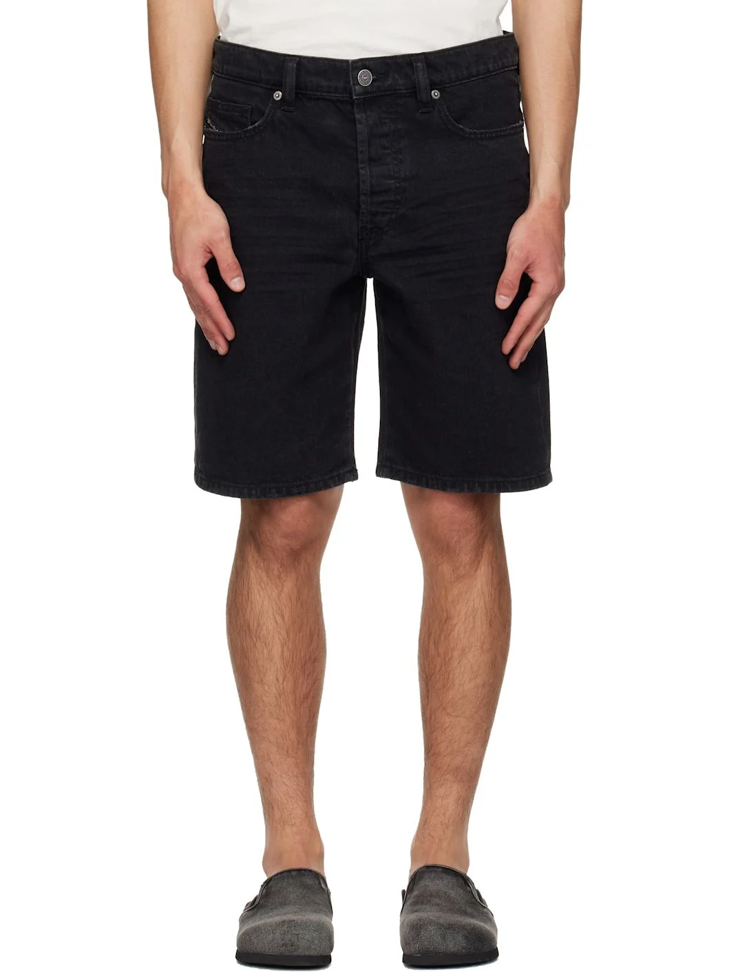 Black Regular-Short Denim Shorts - 1