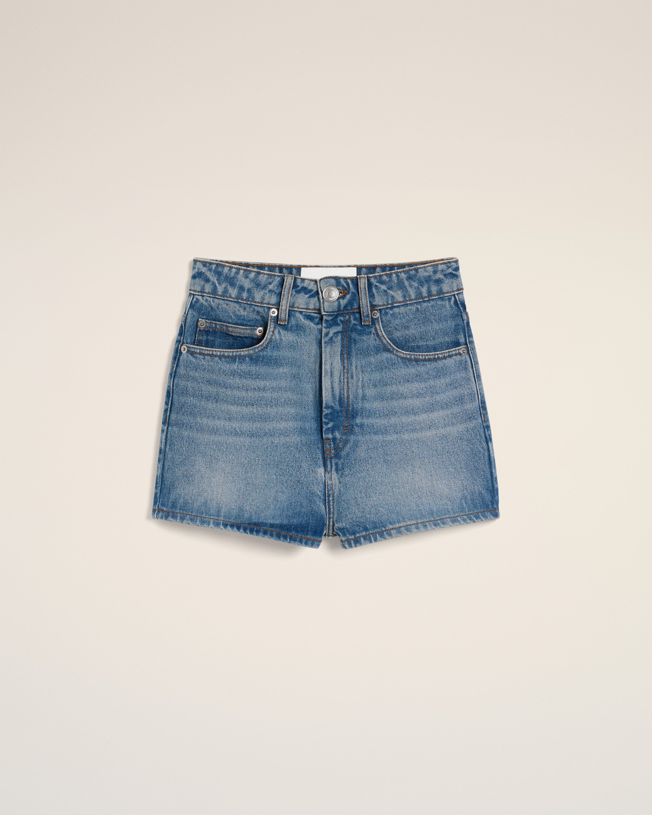 BLUE COTTON MINI SHORTS - 2
