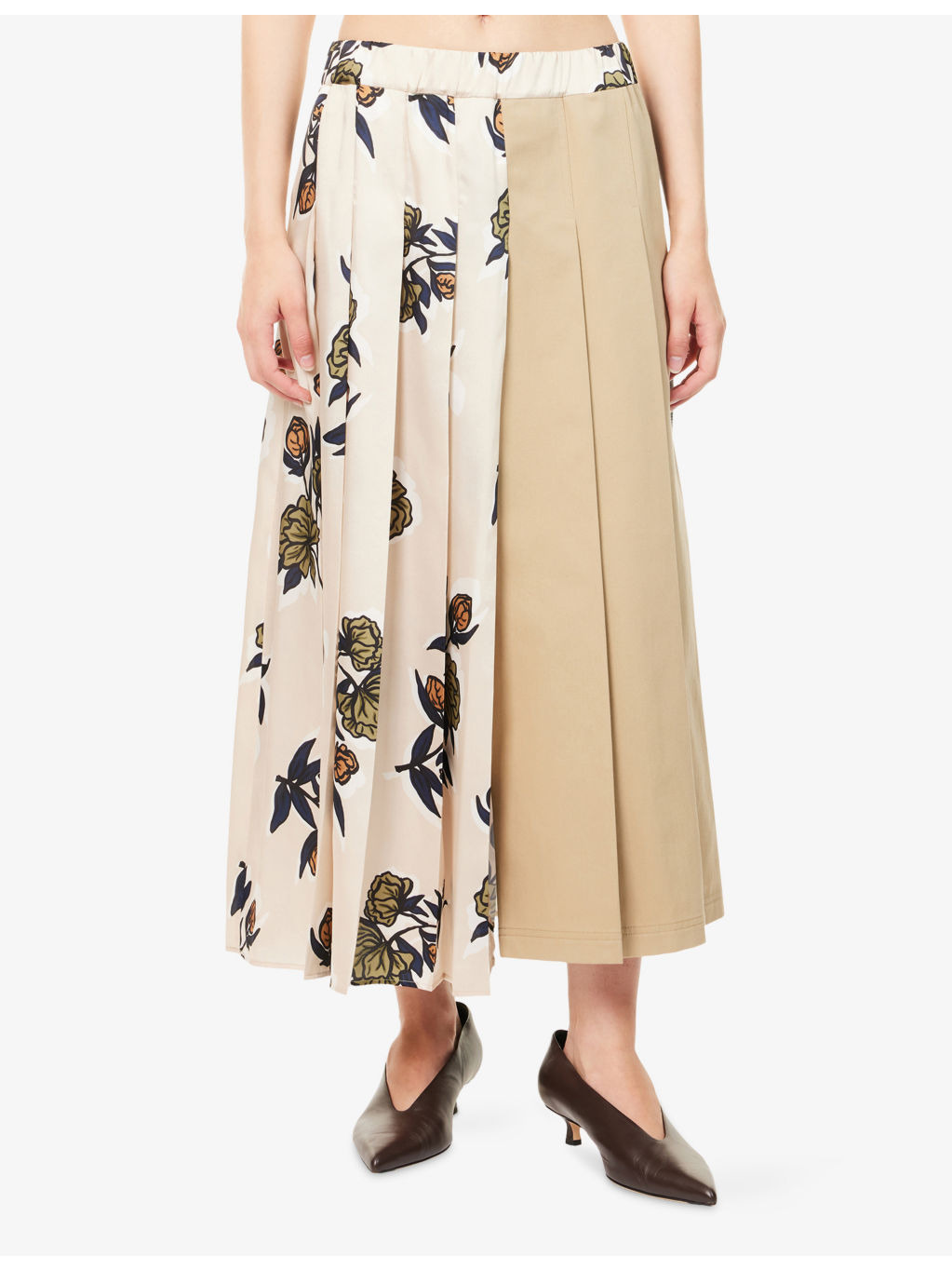Etra Pleated Woven Midi Skirt - 3