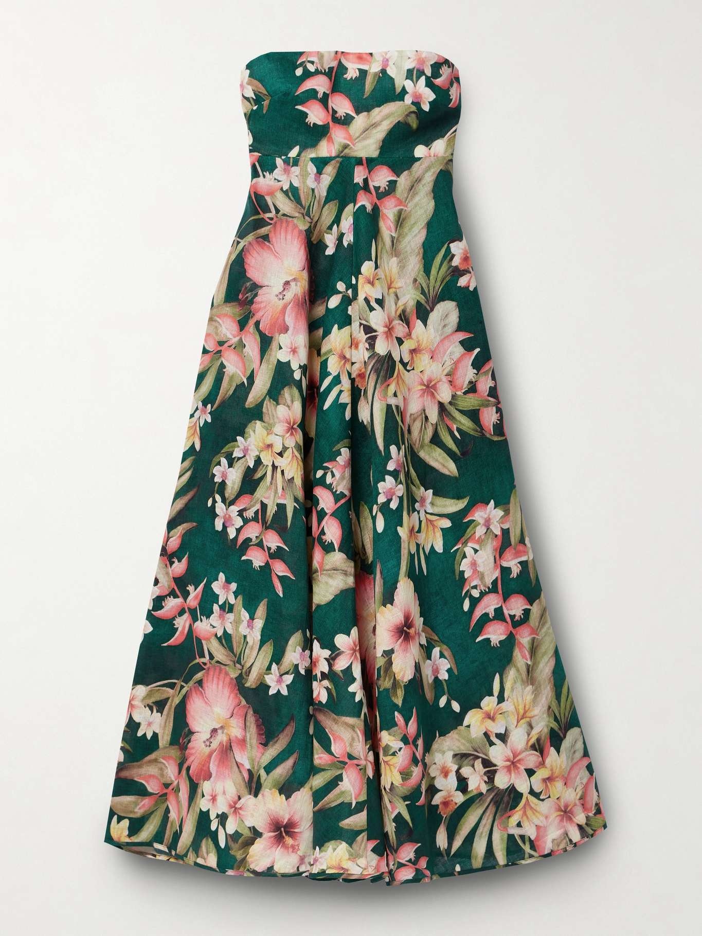 Lexi strapless floral-print linen midi dress - 1