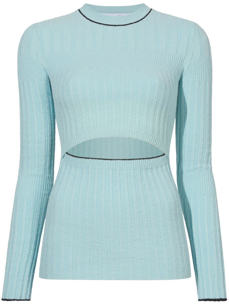 cut-out bouclé knitted top 1