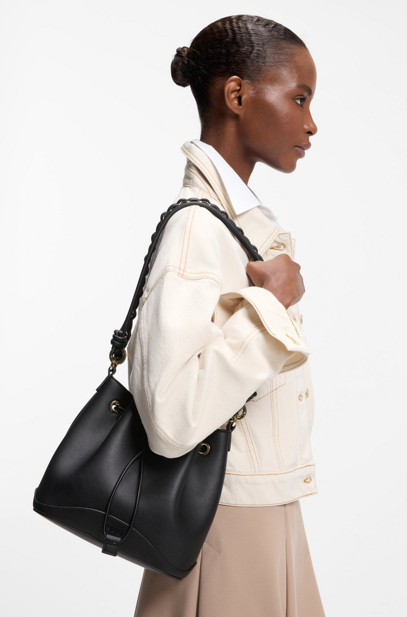 FAUX-LEATHER BUCKET BAG WITH TWO STRAPS 4