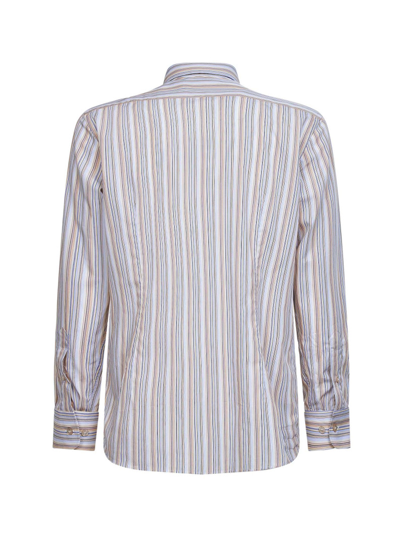 Etro Beige striped cotton shirt with Pegaso embroidery outlook