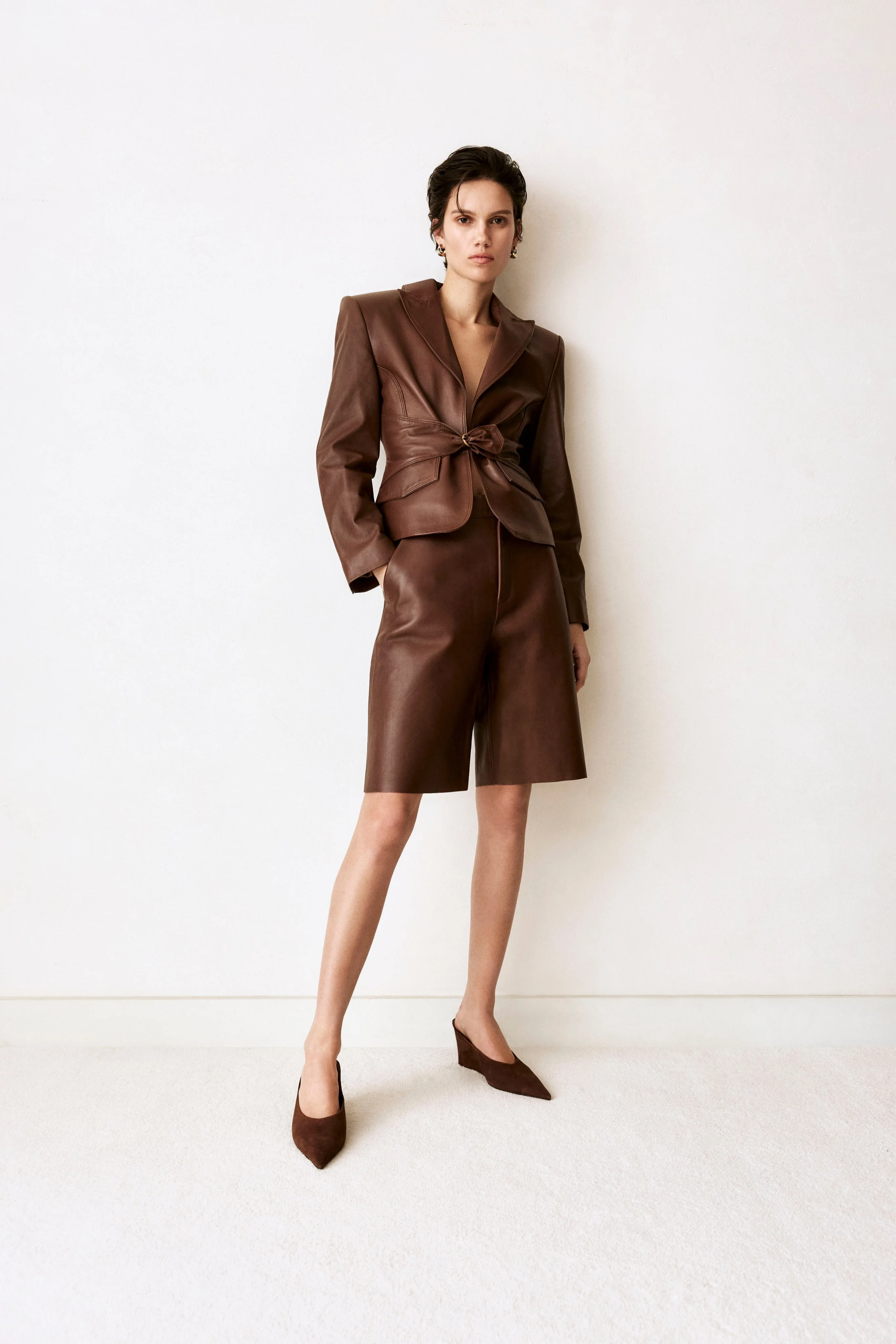 WILEY | Belted Leather Blazer - 1