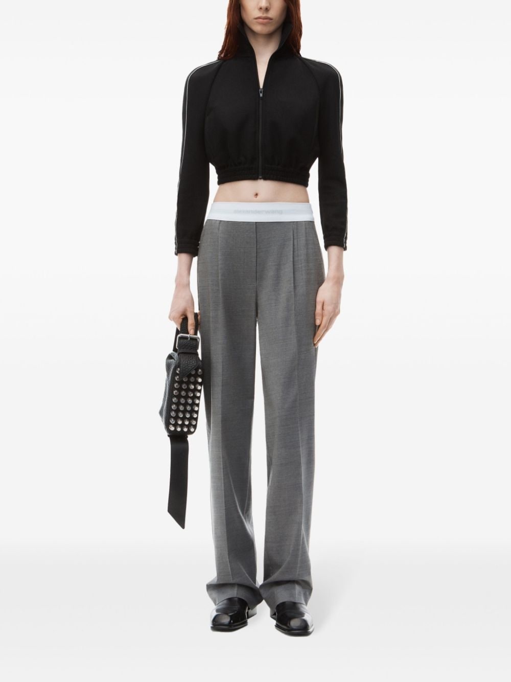 pleat-detail logo-waistband trousers - 2