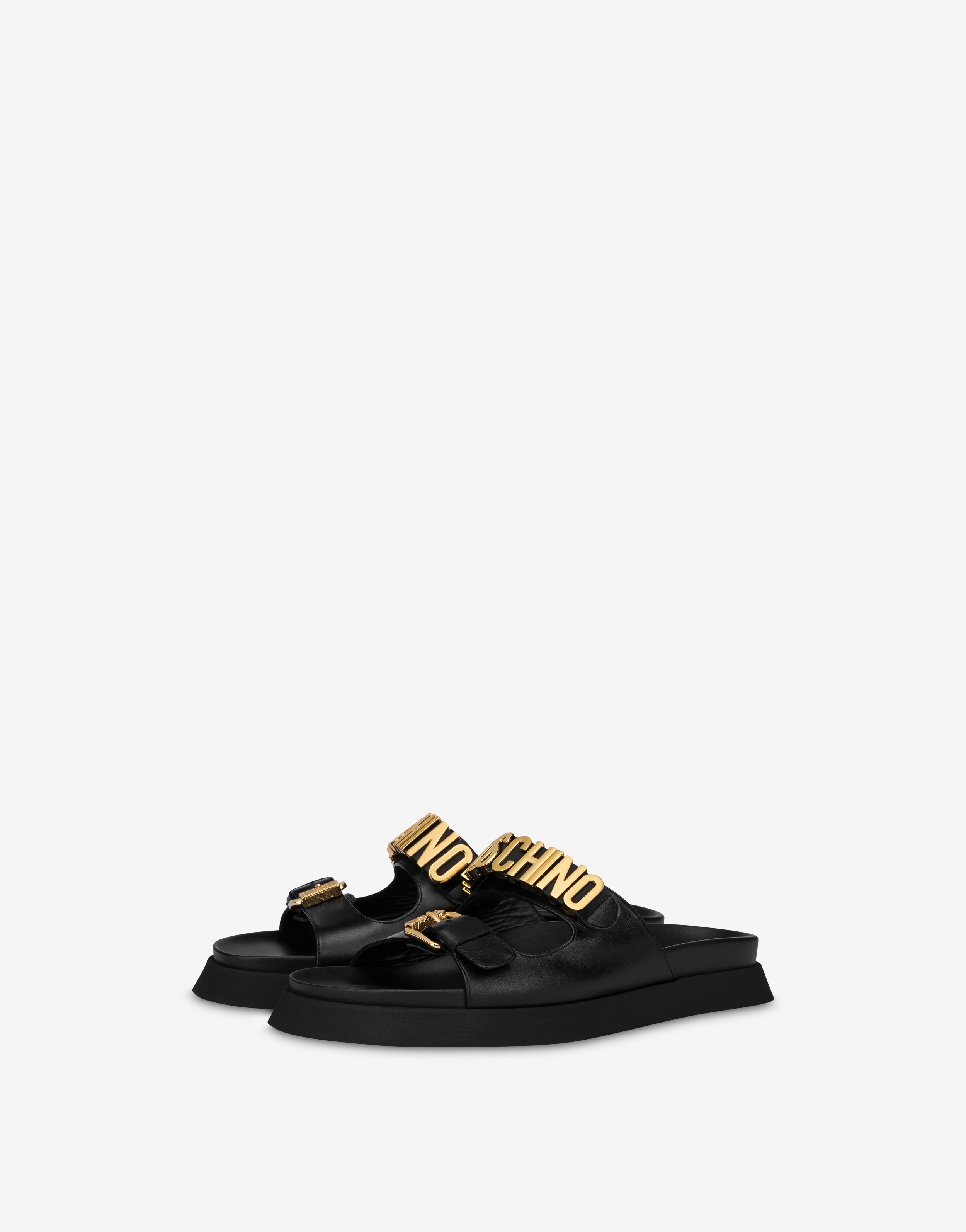 LETTERING LOGO CALFSKIN SANDALS - 1