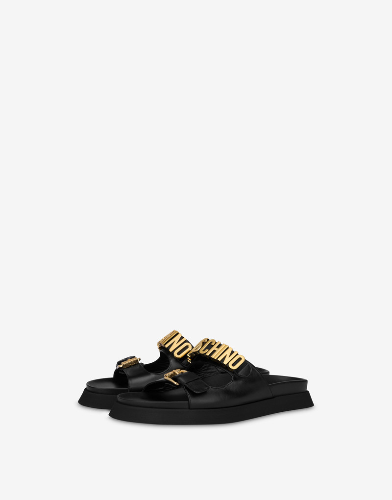 LETTERING LOGO CALFSKIN SANDALS 1