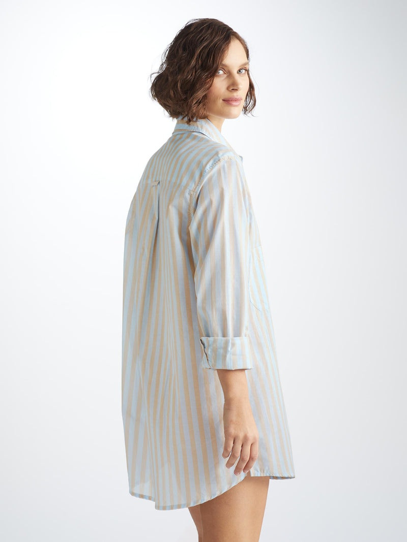 Derek Rose Women's Nightshirt Amalfi 20 Cotton Batiste Blue outlook