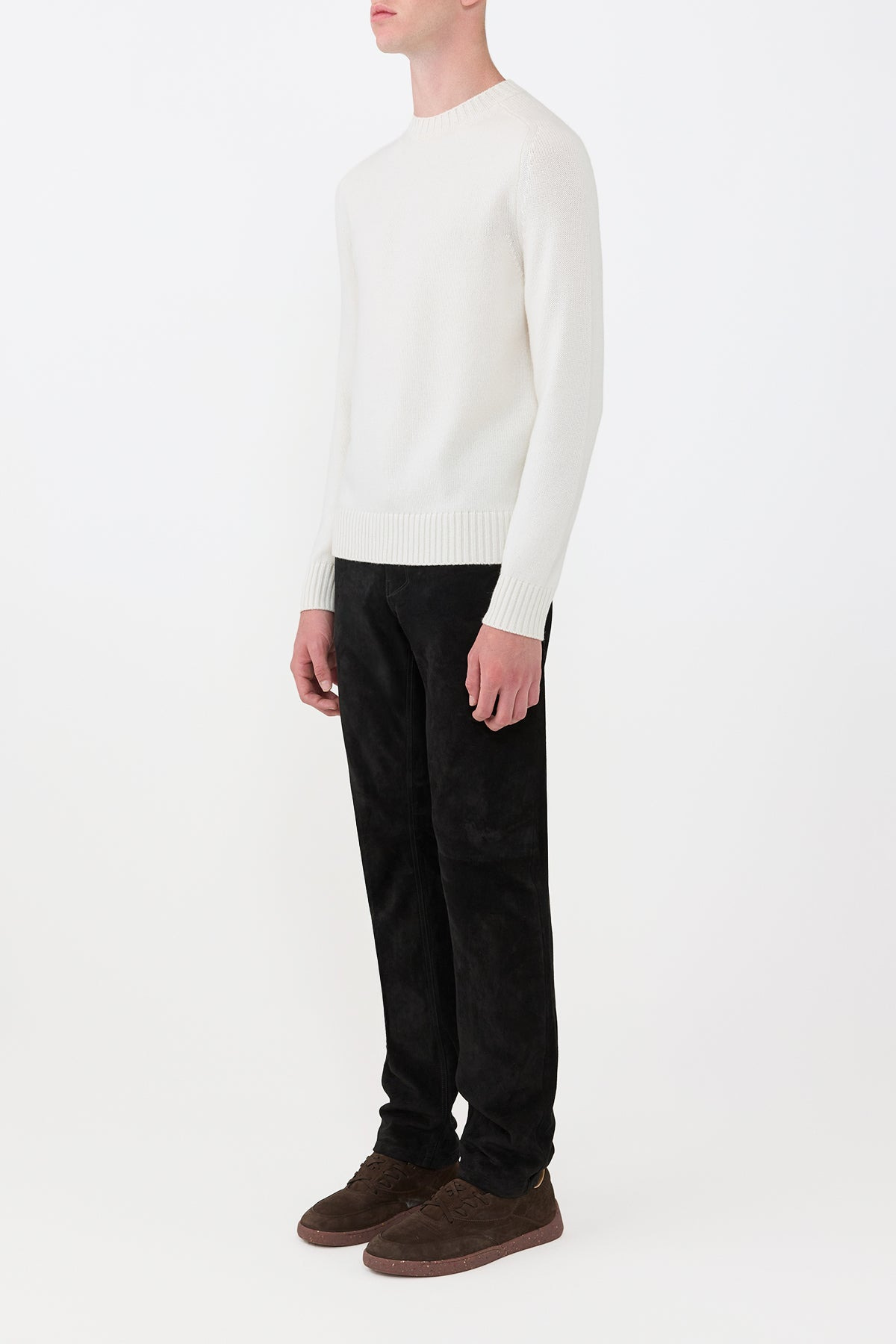 Francesco Knit Sweater in Ivory Cashmere - 3
