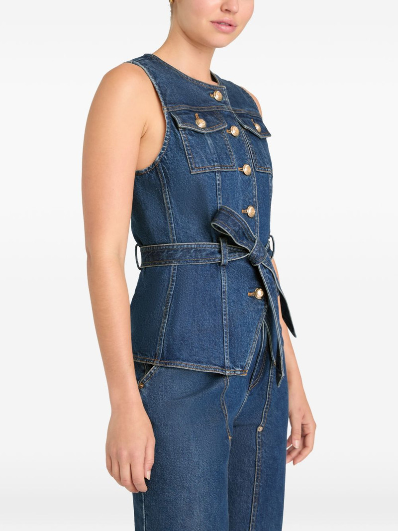 Reenee button belted jean vest 3