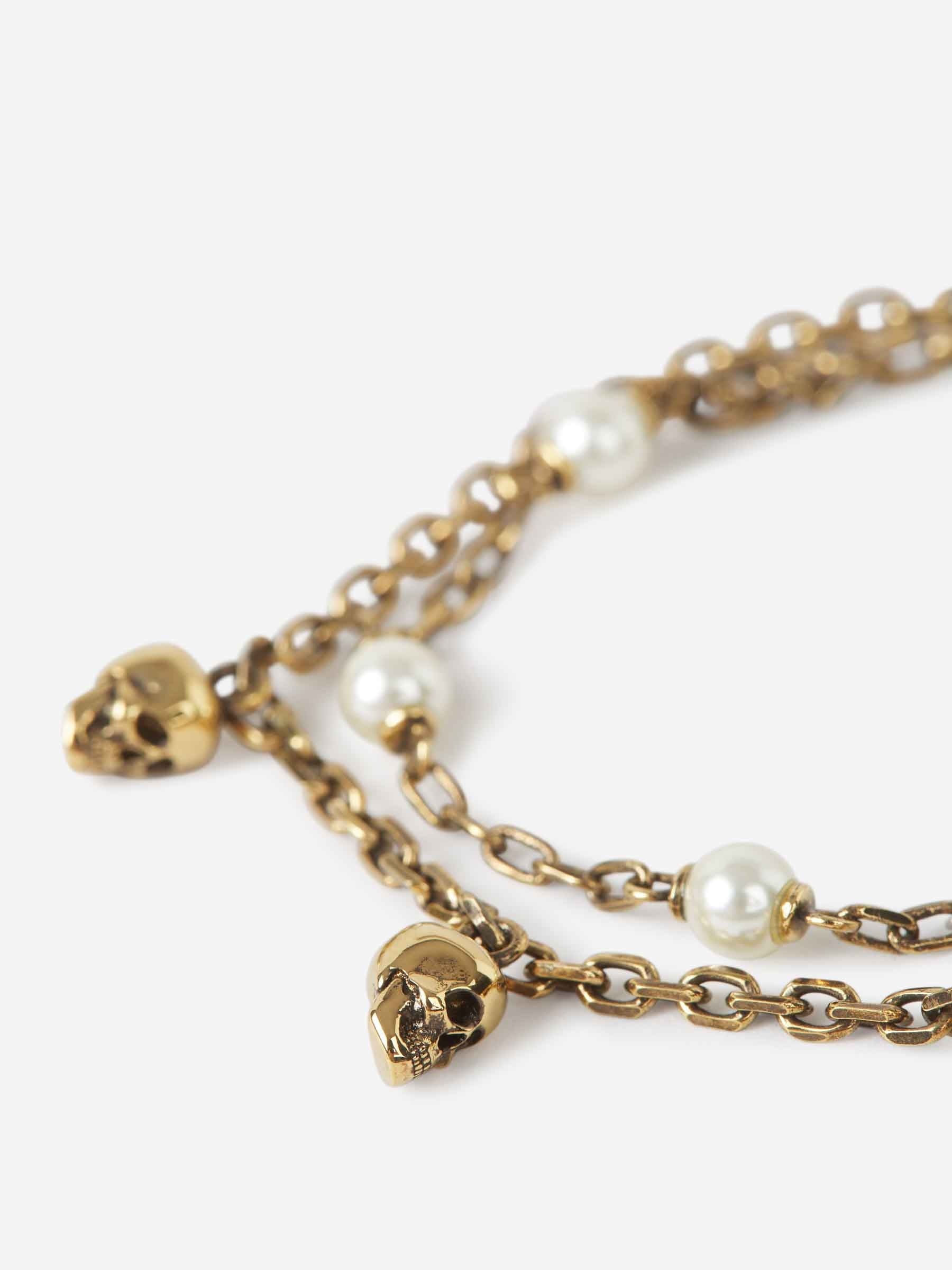 PEARL SKULL CHAIN BRACELET - 2