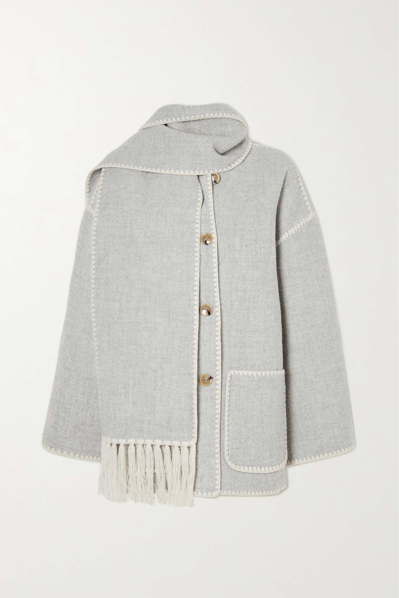 Draped fringed wool-blend jacket - 1