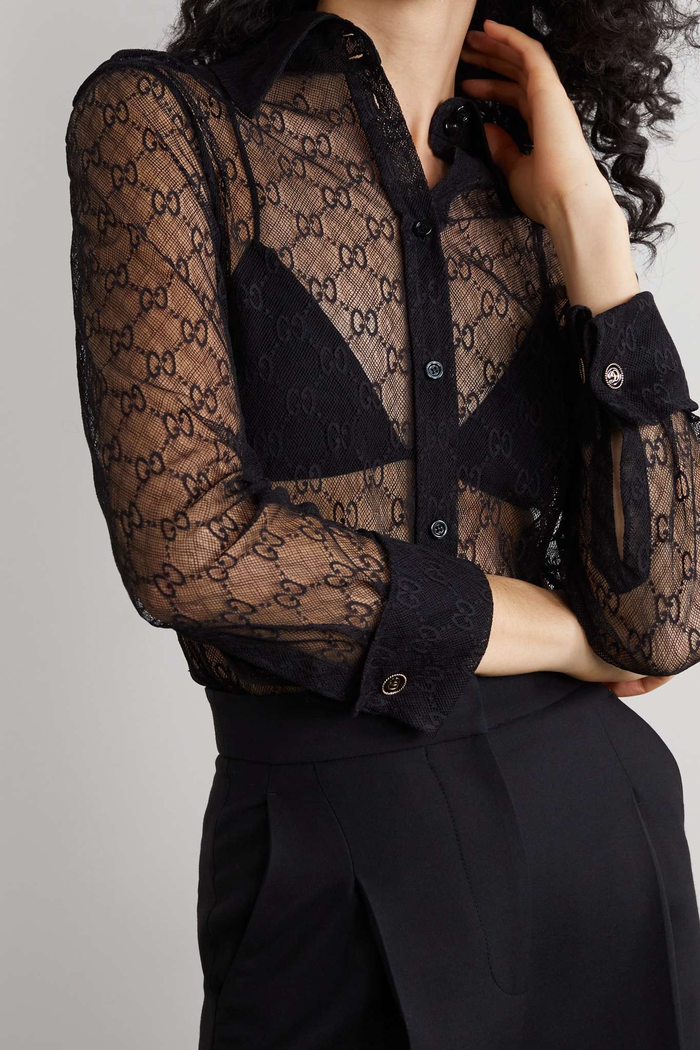 Cotton-blend lace shirt - 3