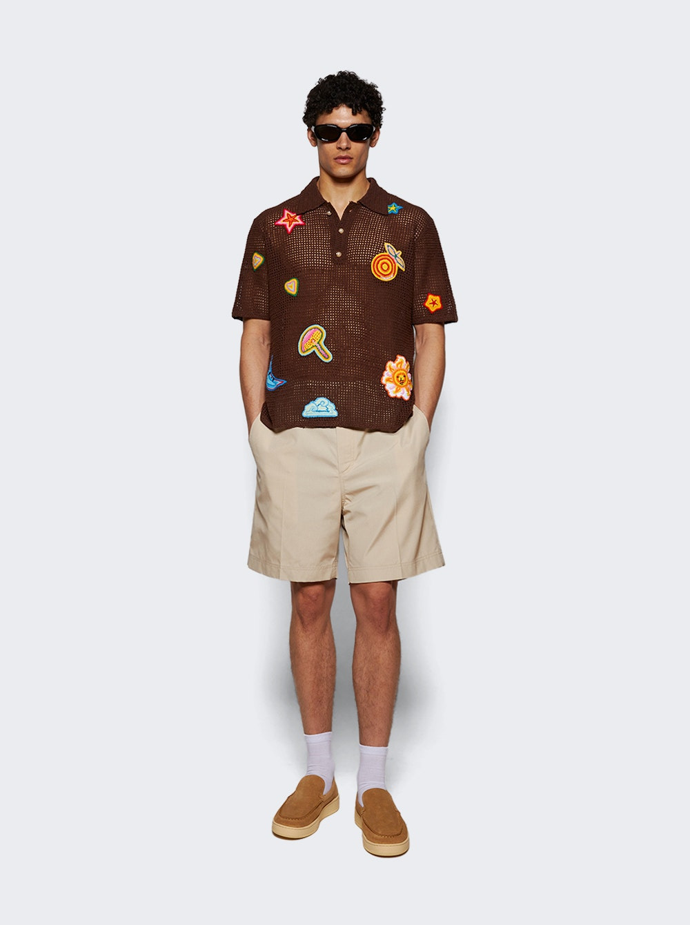 Crochet Polo With Patches Brown - 5