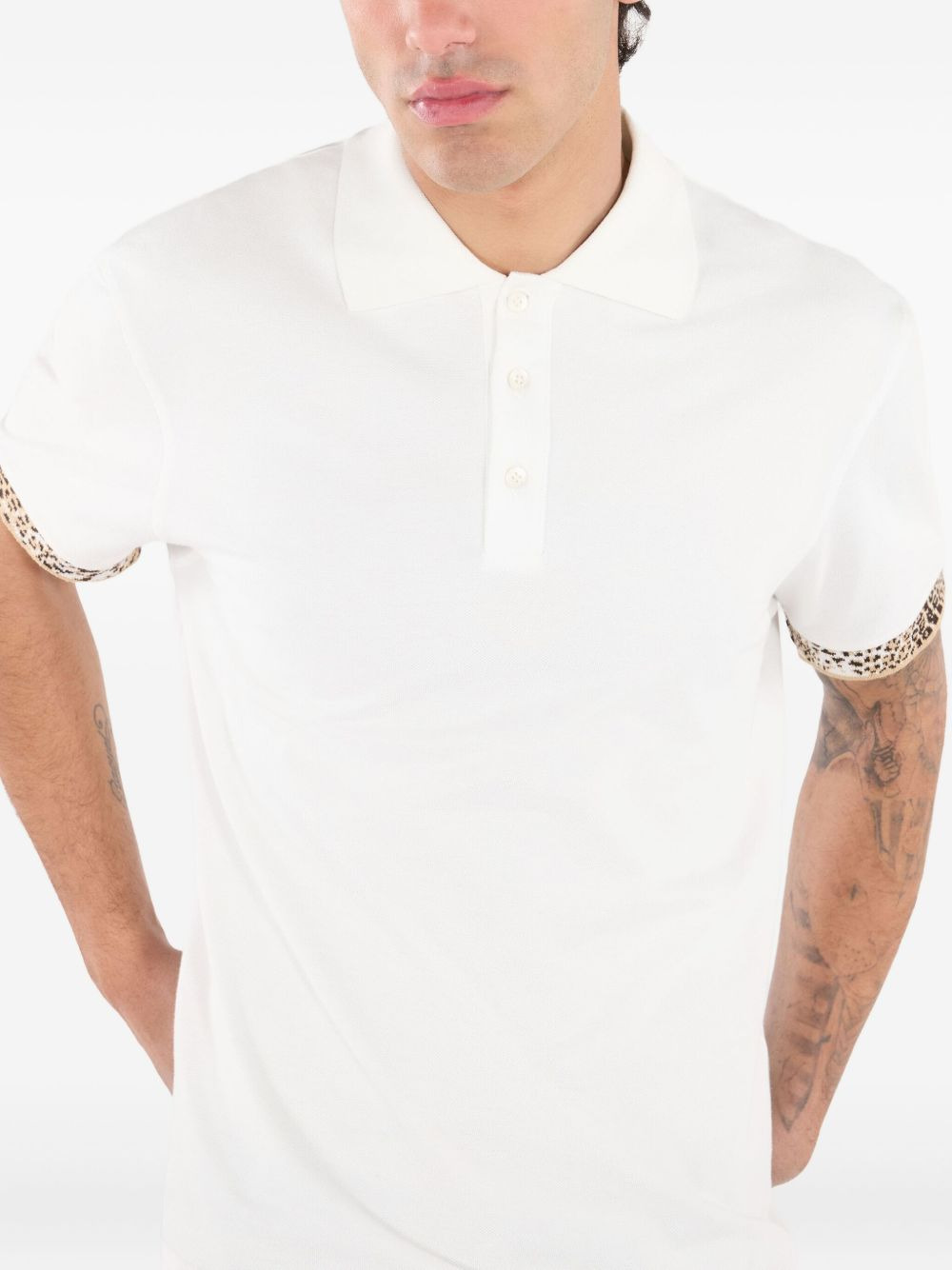 leopard-print cuff polo shirt - 5