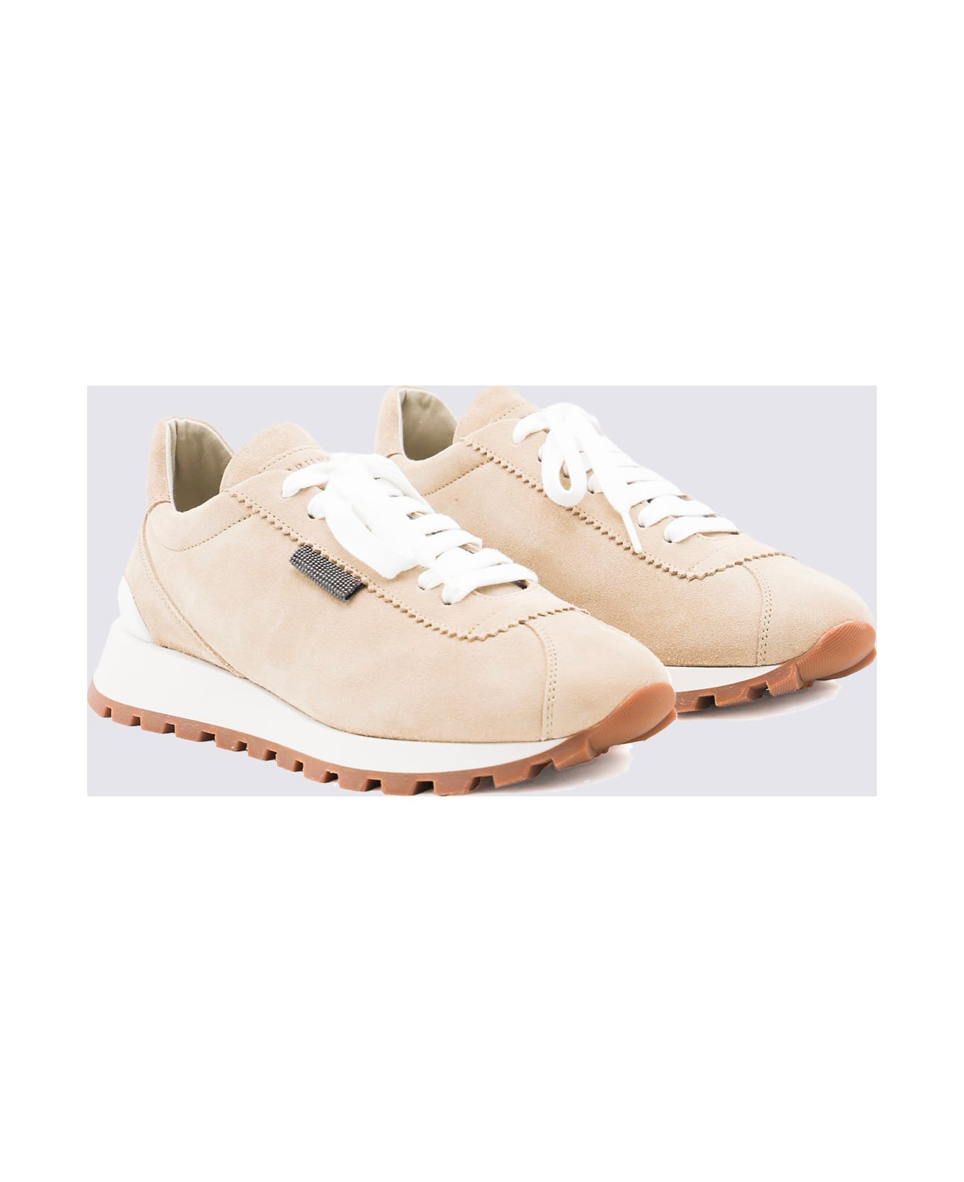 Beige Leather Sneakers - 3