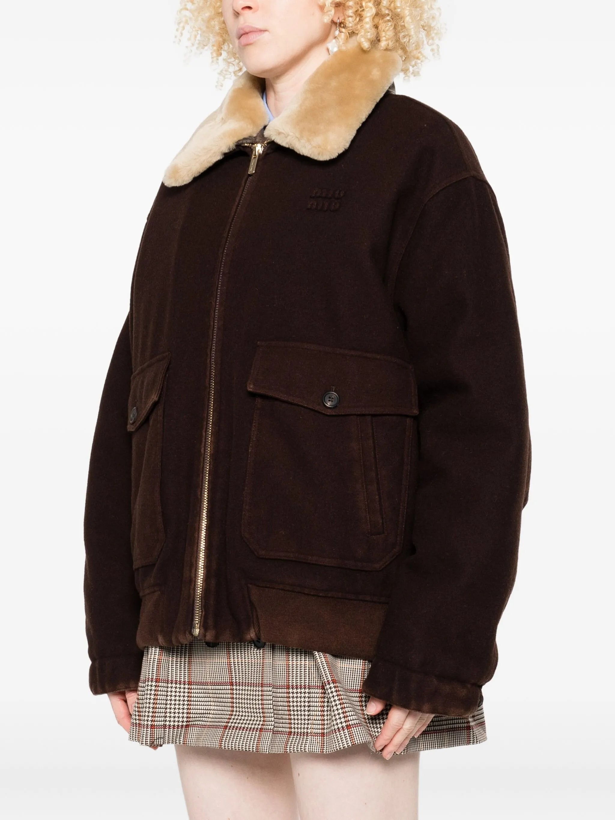 Miu Miu Faux-fur Collar Jacket - 3