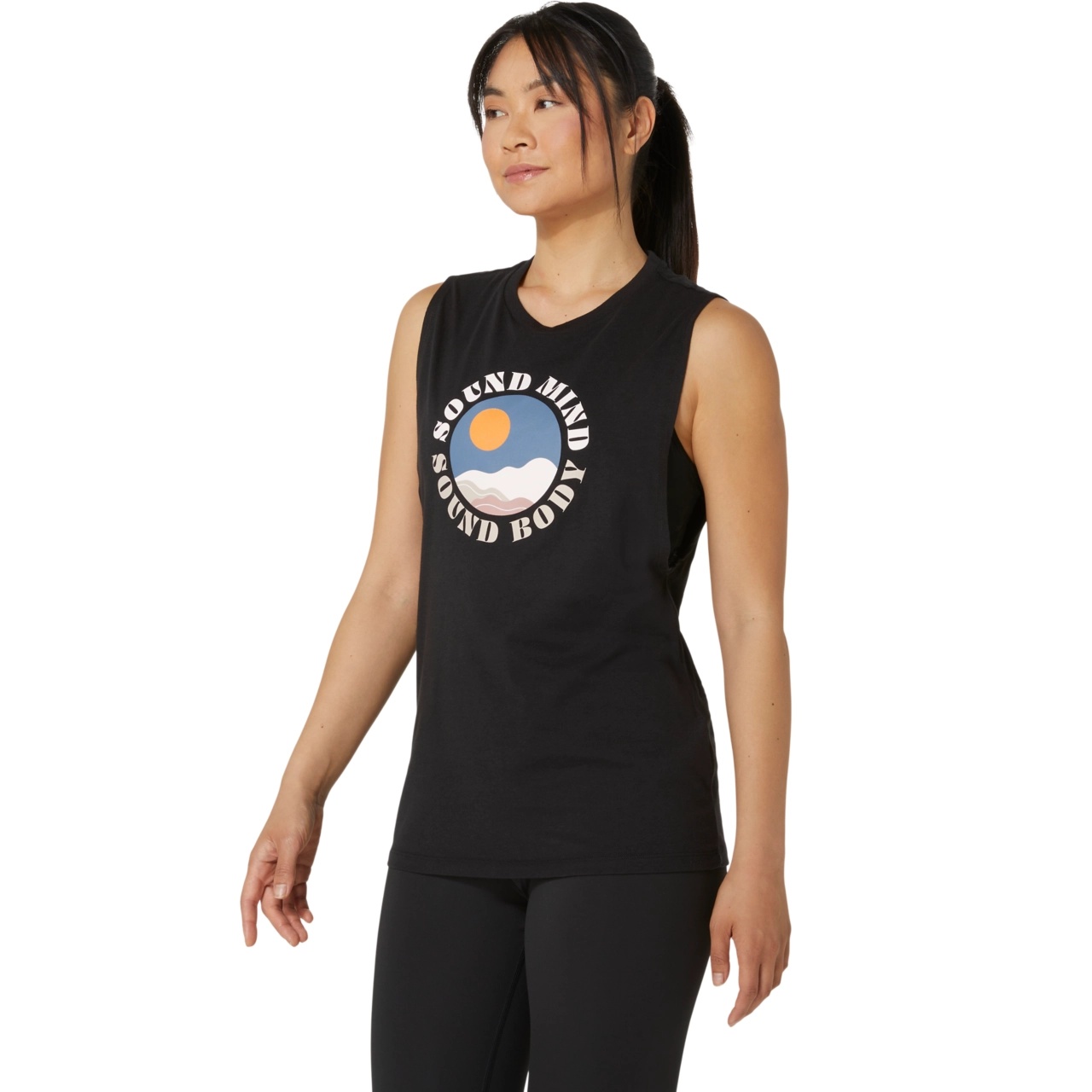 WOMEN'S ASICS SUN IN THE SKY SLOGAN MUSCLE TEE - 3