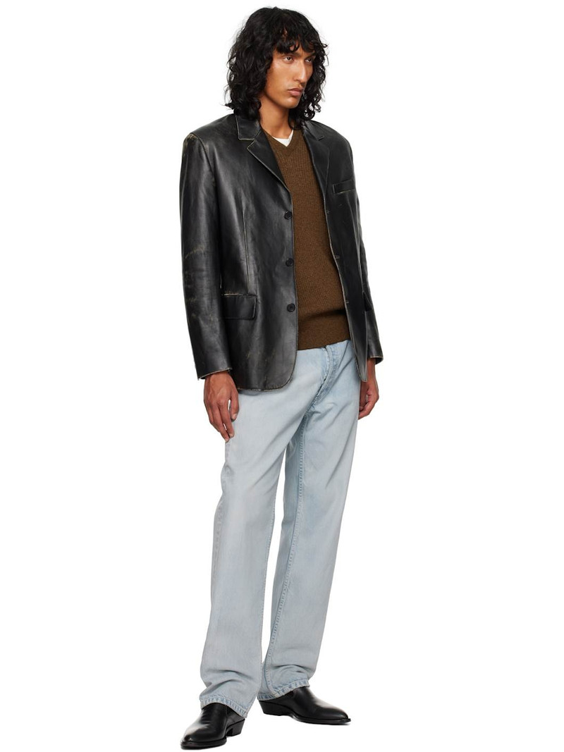 The Row Black Genki Leather Jacket outlook