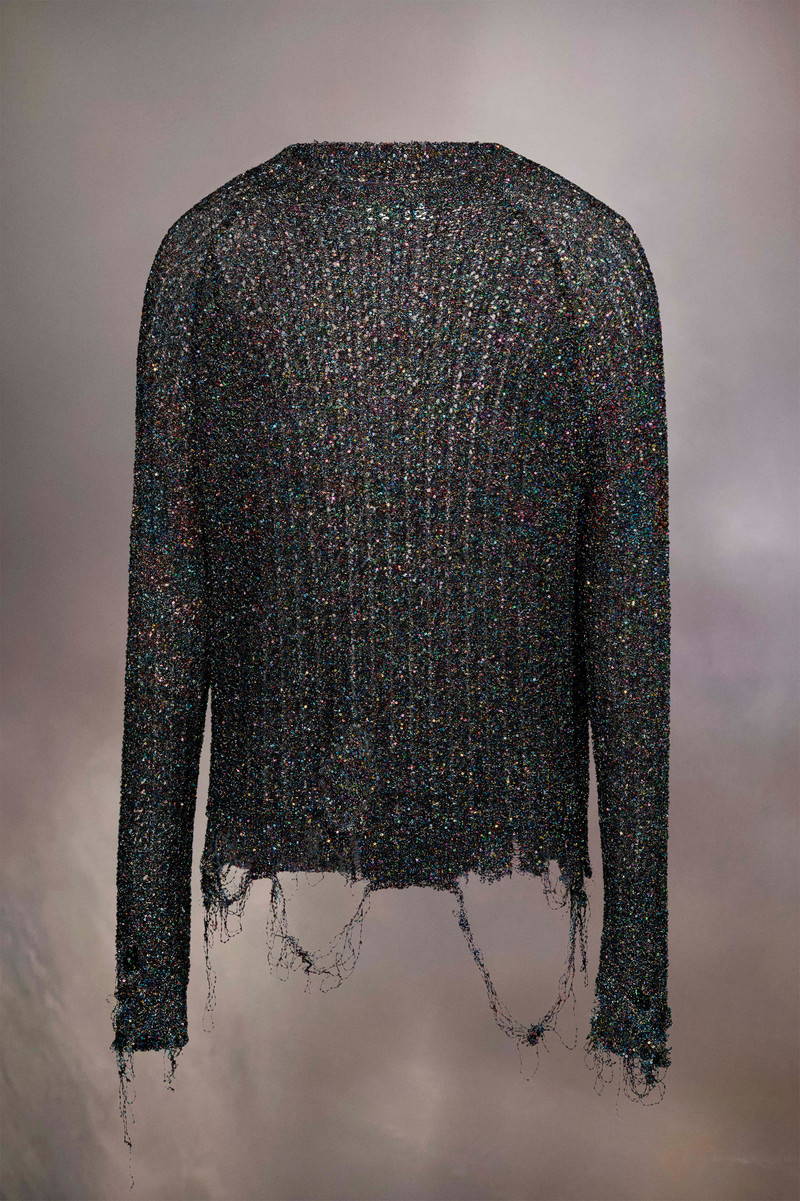 Battered sequin knit sweatshirt 1