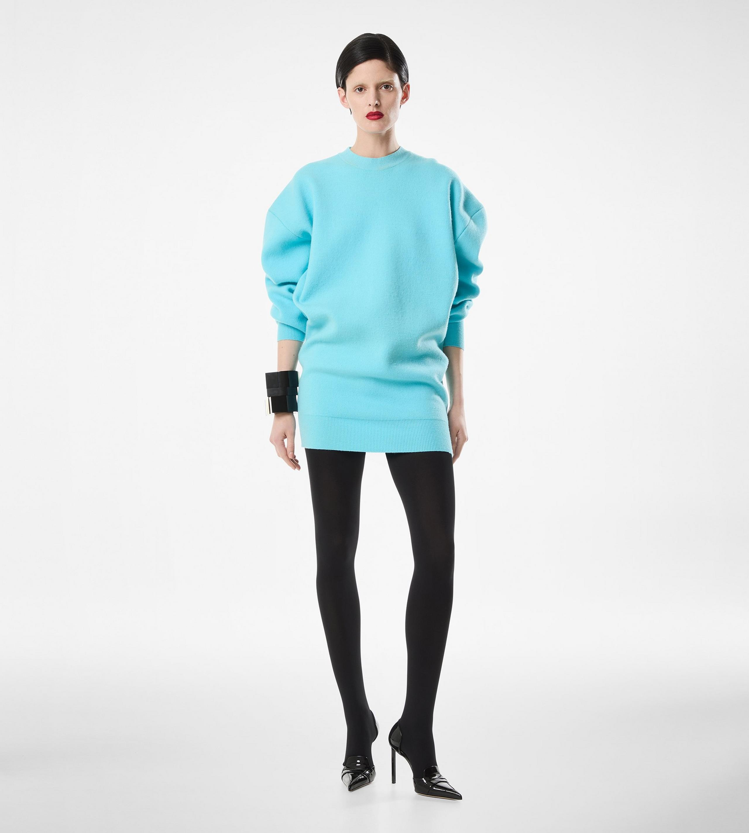 SCULPTURAL WOOL CASHMERE SWEATSHIRT MINI DRESS - 3