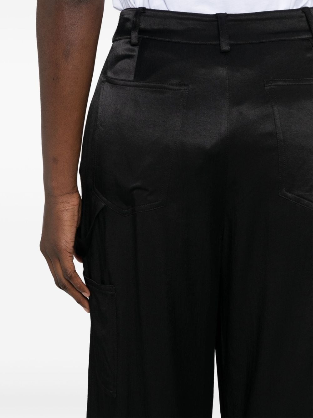 satin-finish wide-leg trousers - 5