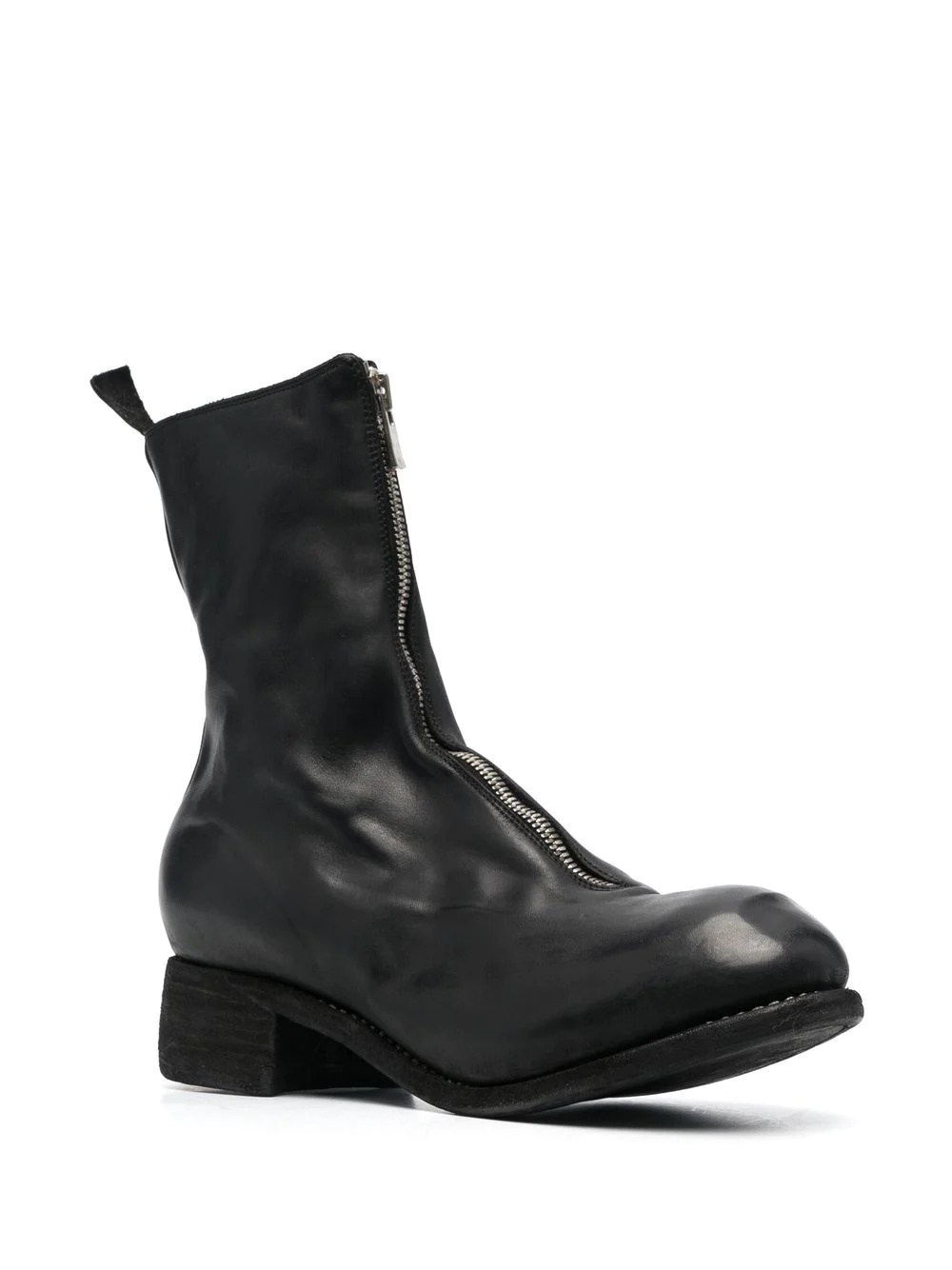 zip-front leather ankle boots - 2