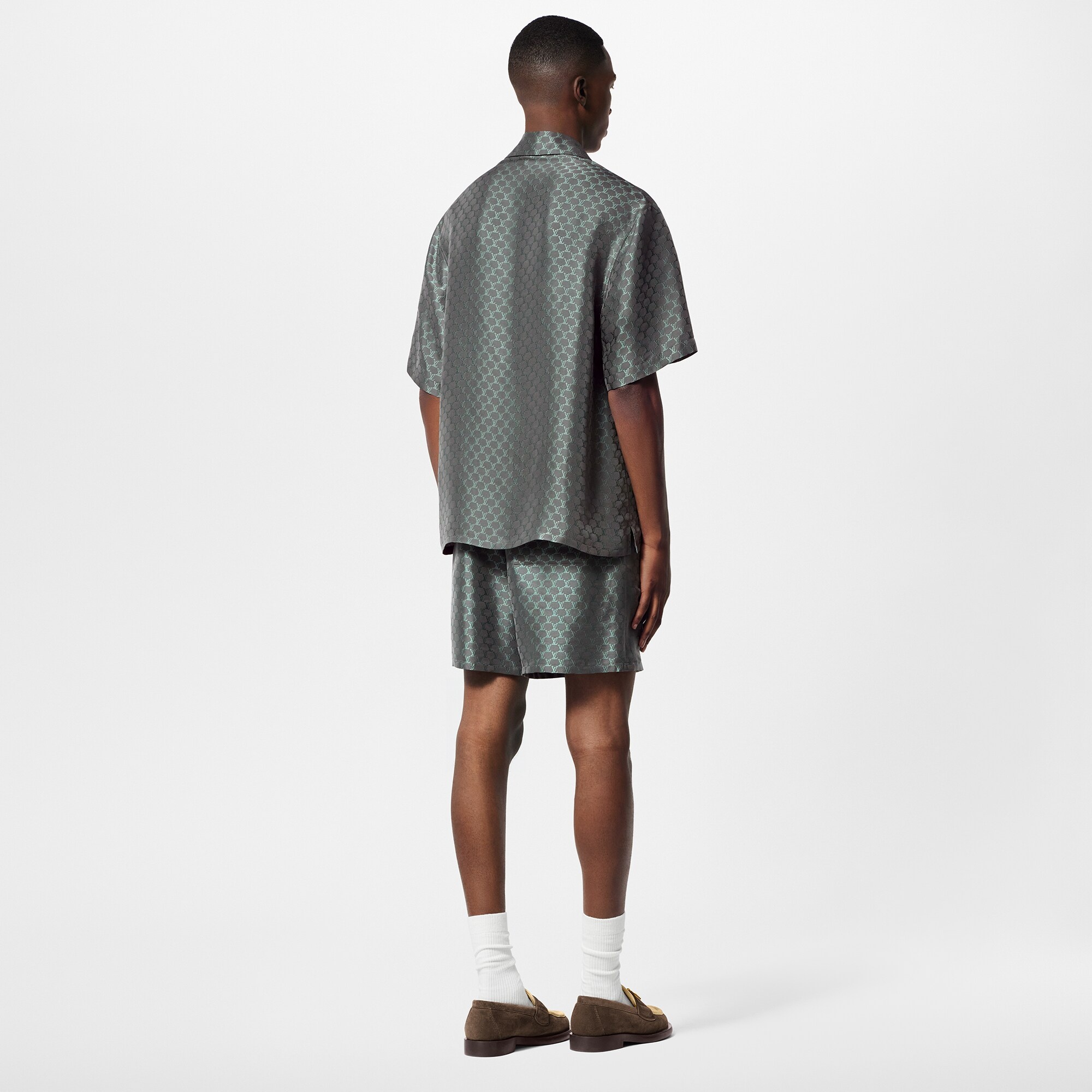 Short-Sleeved Jacquard Silk-Blend Shirt - 3