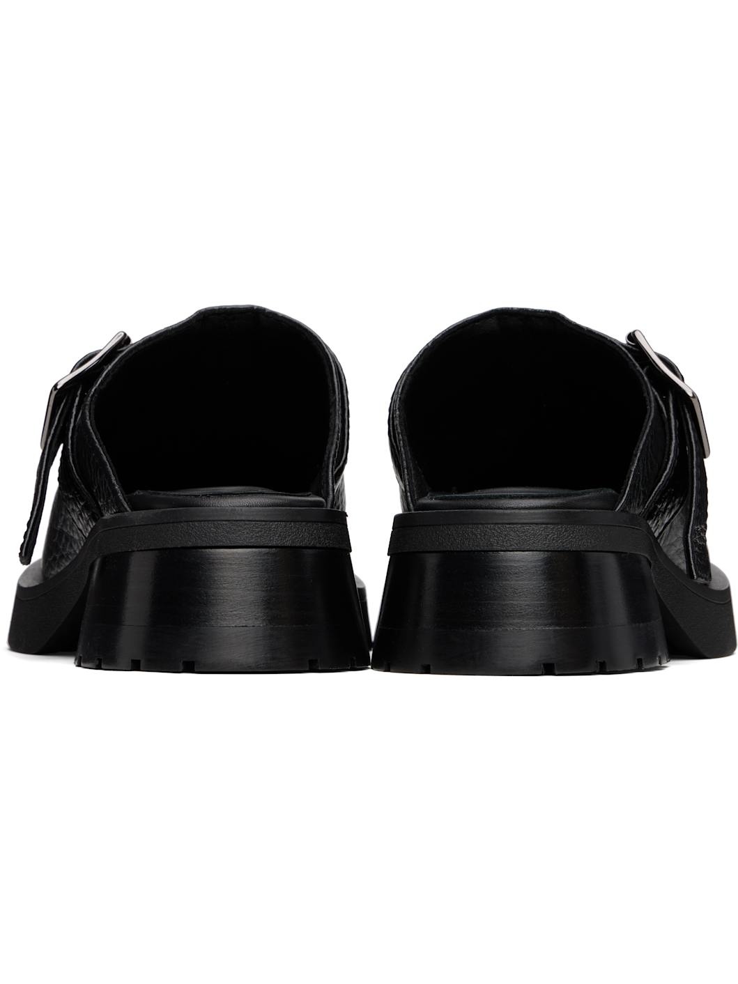 Black Aroa Buckled Mules - 2