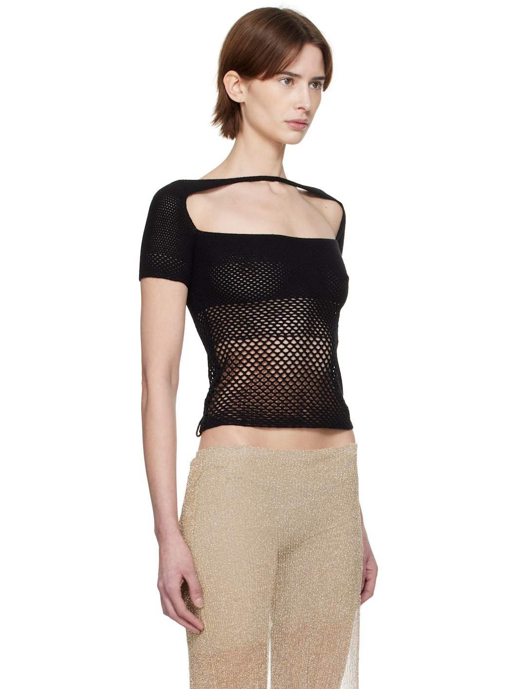 Black Band Fishnet Top - 2