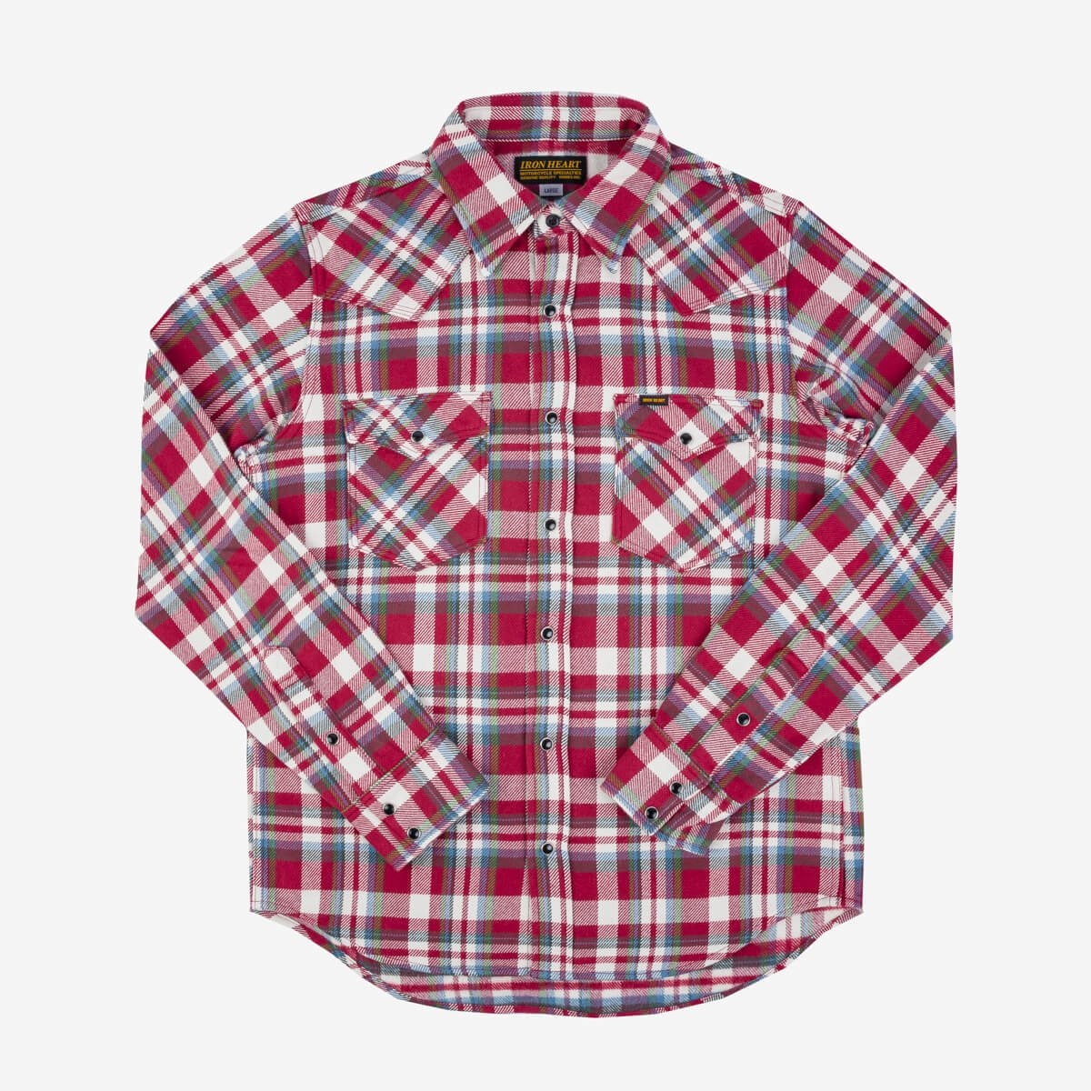 IHSH-377-RED Ultra Heavy Flannel Crazy Check Western Shirt - Red - 1