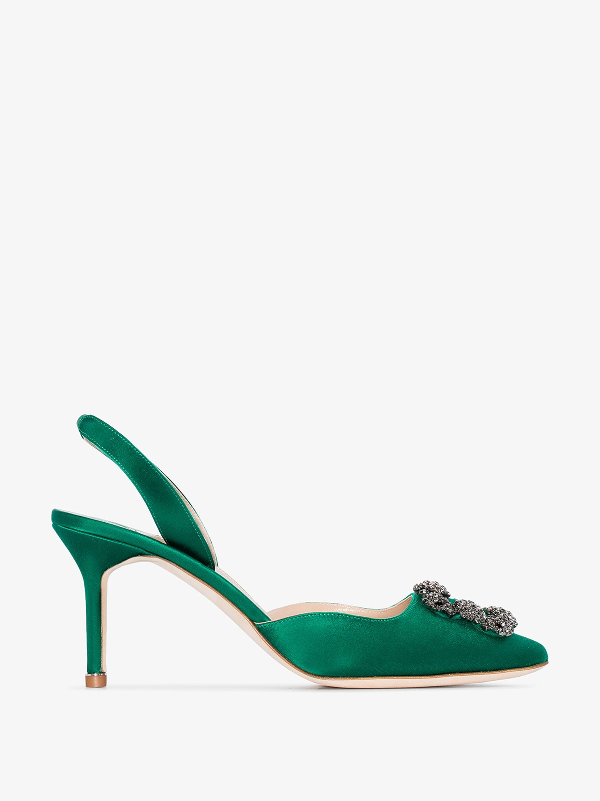 Green Hangisi 70 satin slingback pumps - 1