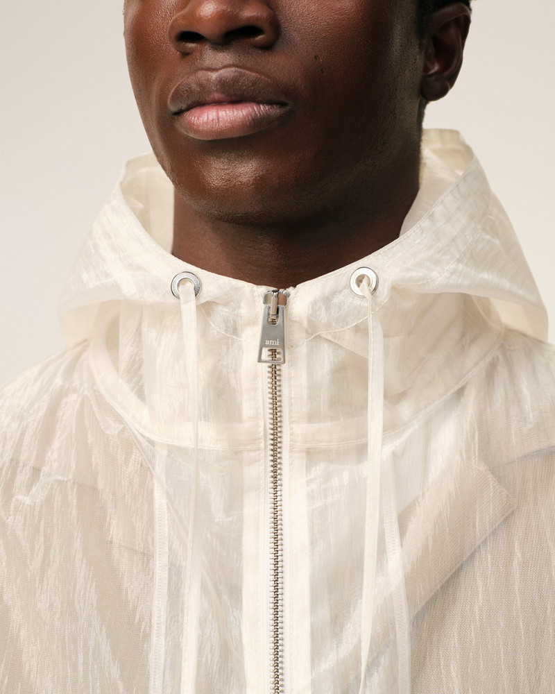 WHITE NYLON ZIPPED WINDBREAKER 4