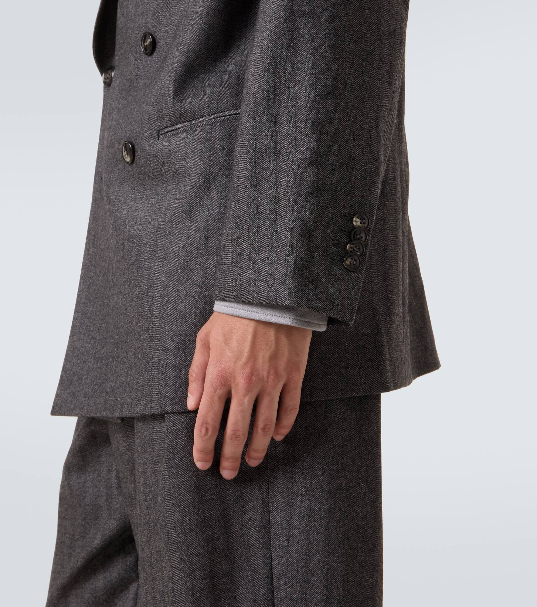 Chevron wool and cashmere-blend suit - 7