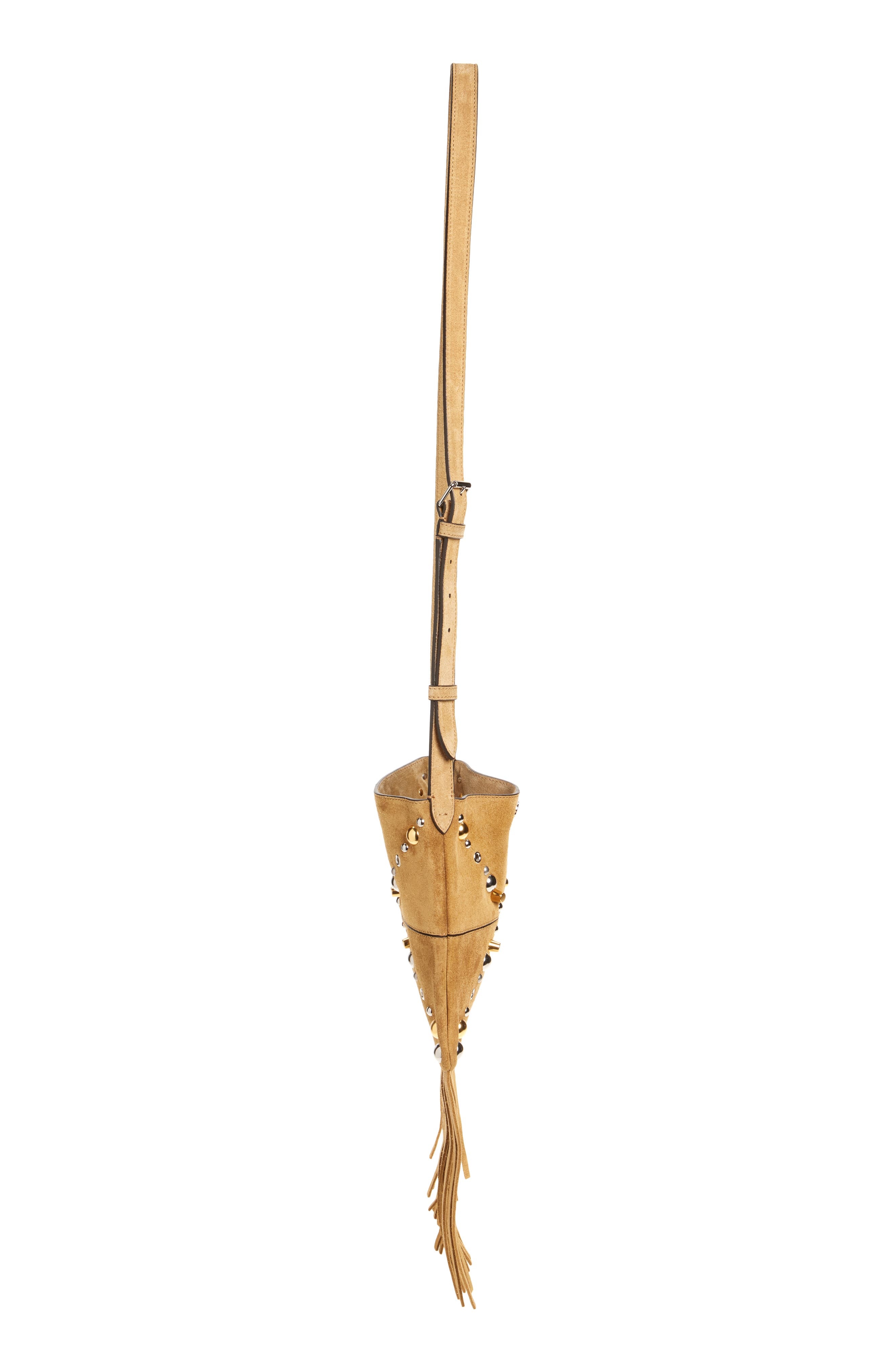 Valentino Garavani Small Nellcôte Fringe Stud Suede Crossbody Bag in Beige at Nordstrom - 6