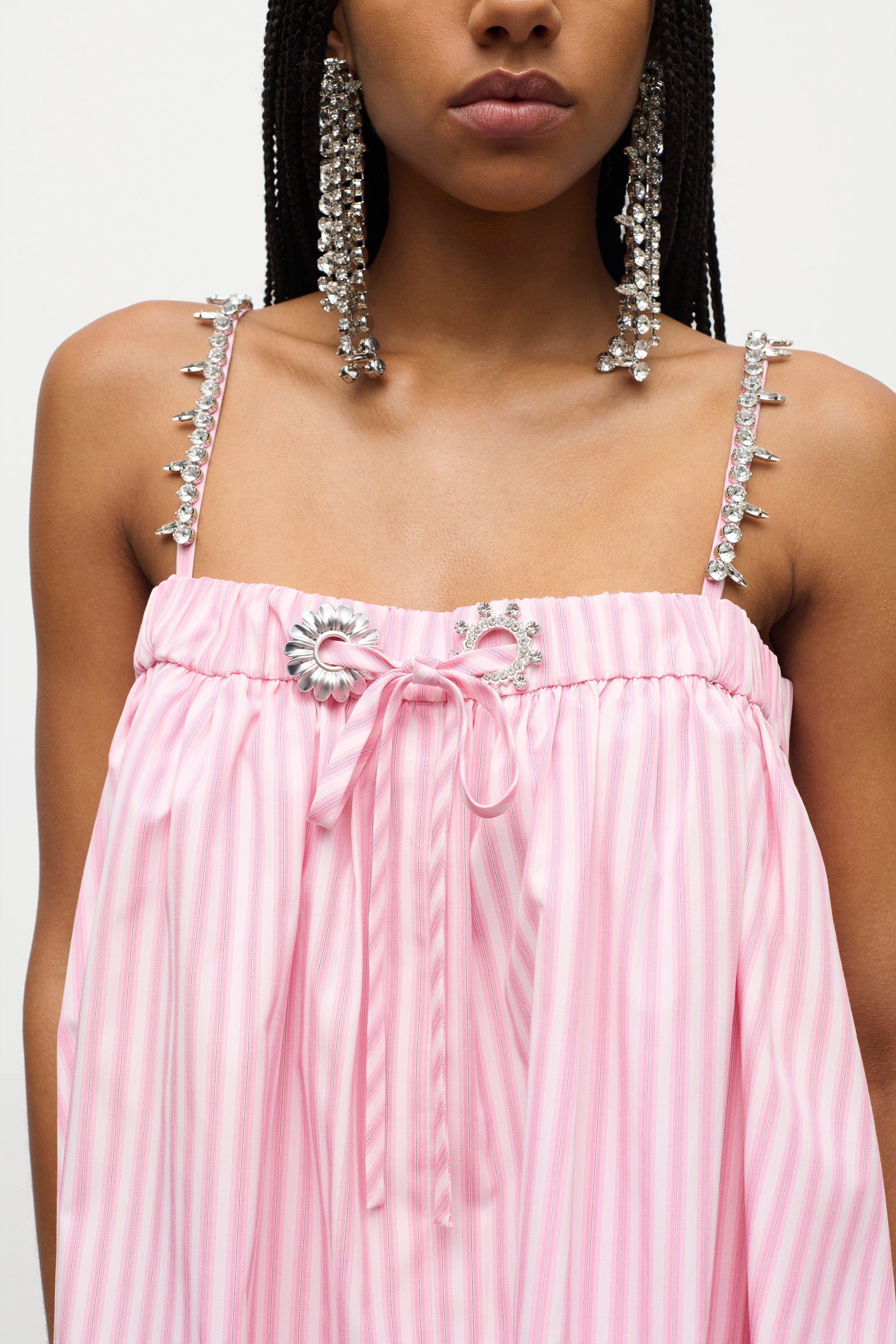 CRYSTAL GROMMET POPLIN MINI DRESS - 5
