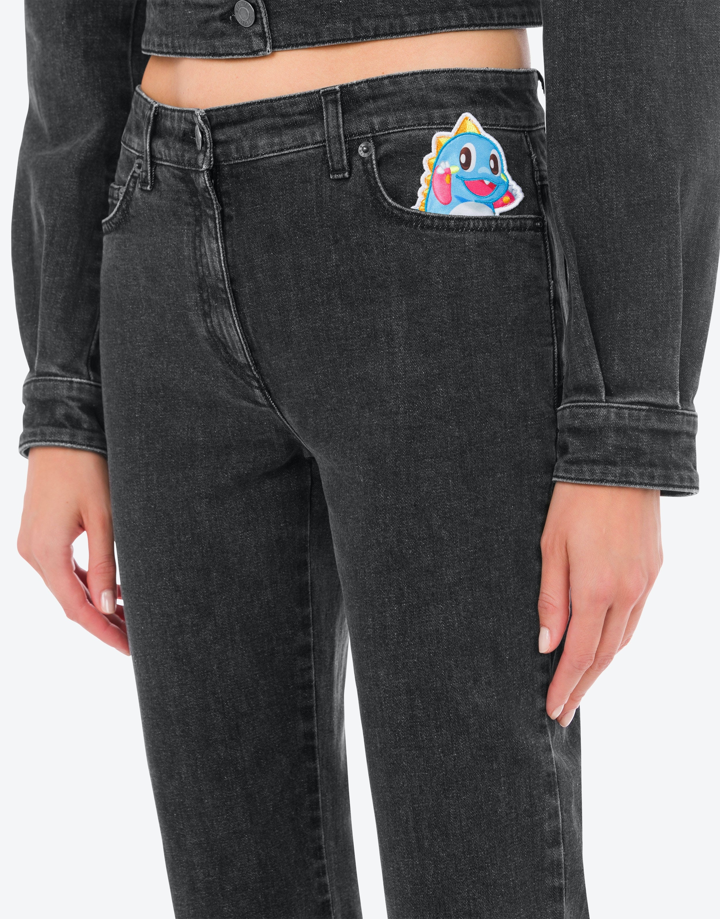 CHINESE NEW YEAR BLACK DENIM TROUSERS - 4