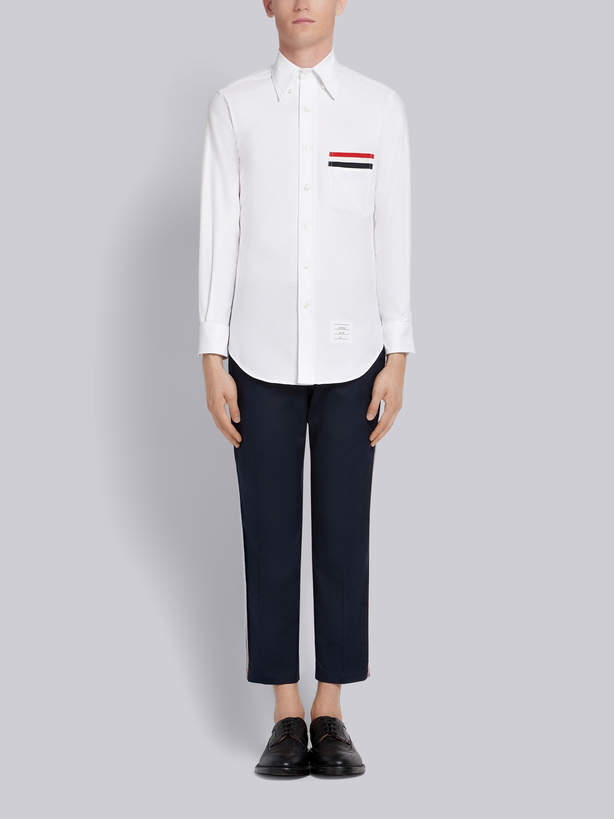 White Oxford Grosgrain Pocket Shirt - 5