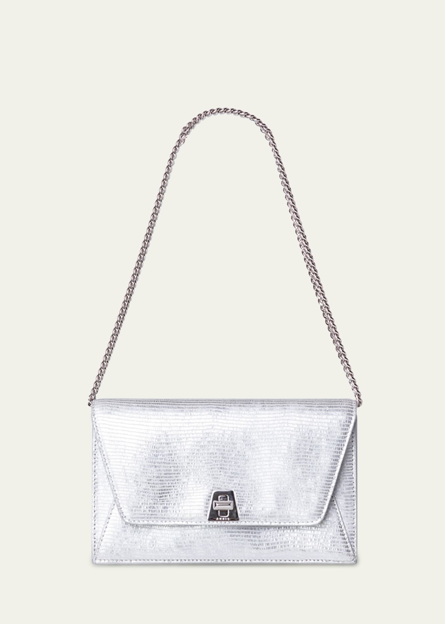 Anouk Lizard-Print Clutch Bag w/ Chain - 2