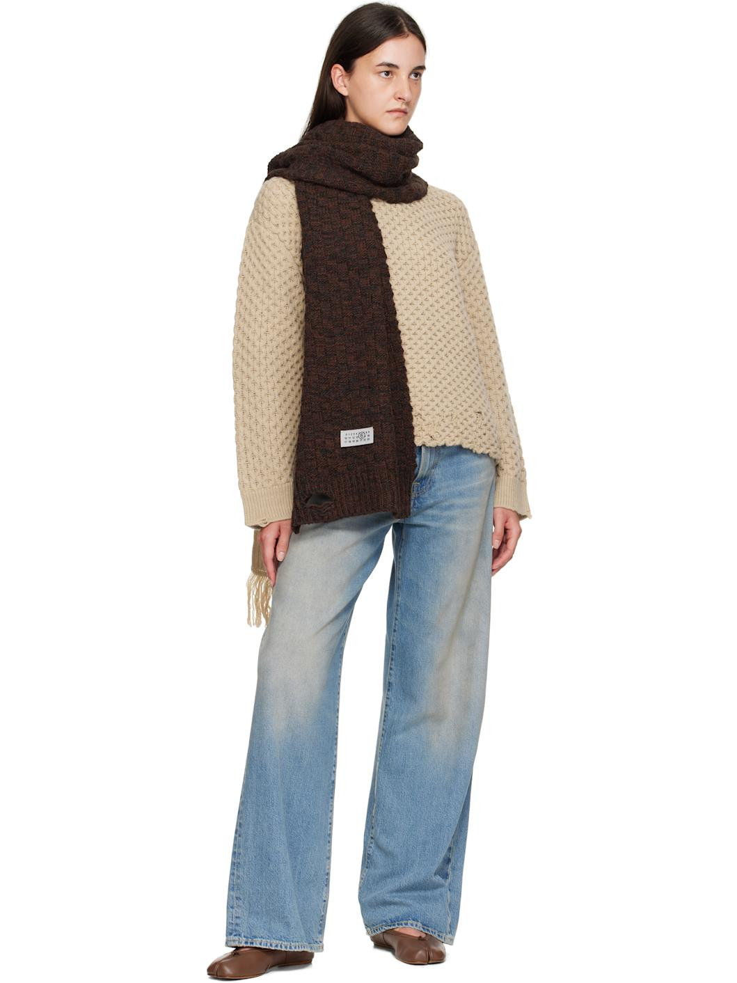 Brown Distressed Scarf - 3