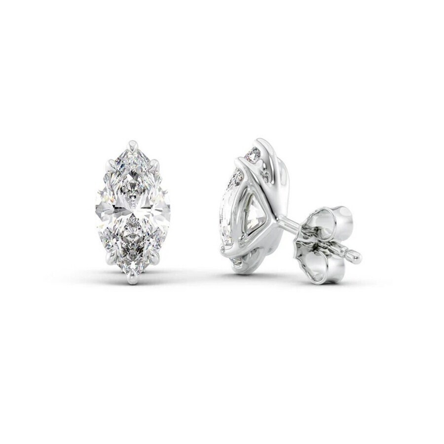 Tresorra - Tresorra 14K White Gold 2 ctw Marquise Cut Lab-Grown Diamond IGI Certified Stud Earrings - 2