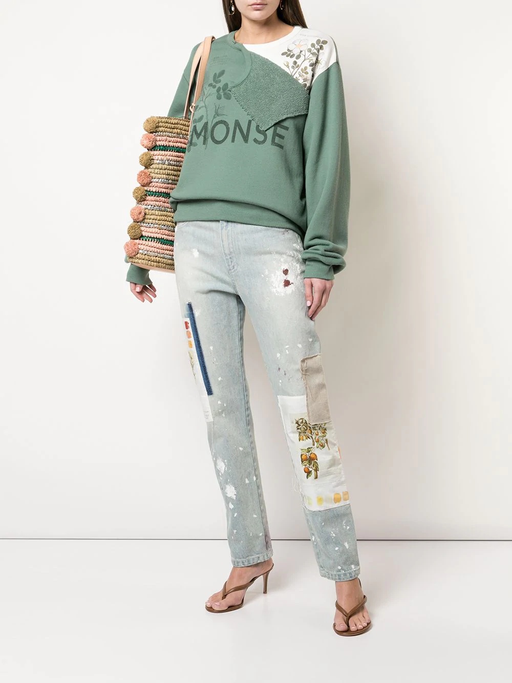 flap shoulder Botanical sweatshirt - 2