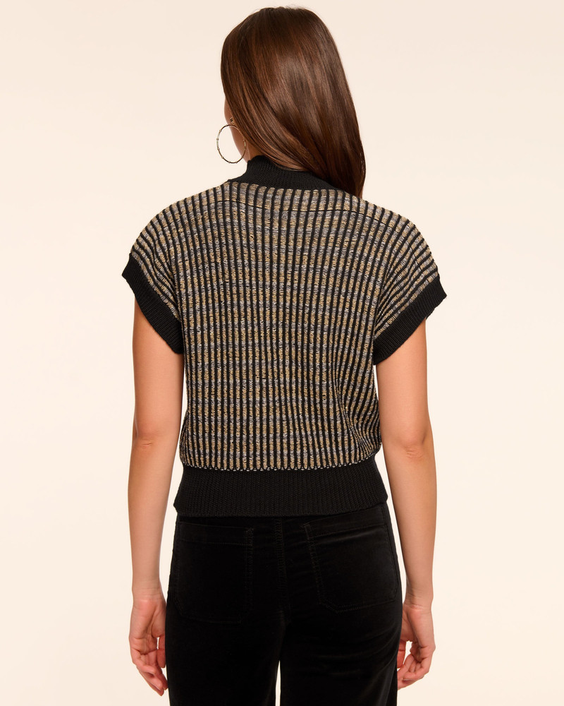 Hannah Wool Blend Metallic Short Sleeve Sweater 3