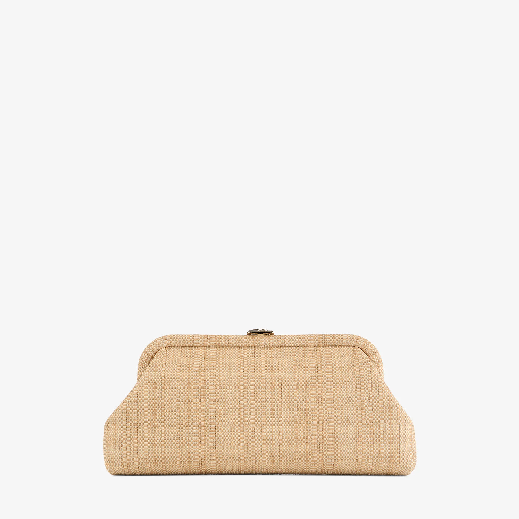 Skylar Natural Fine Raffia Clutch Bag with Square JC Clasp - 1